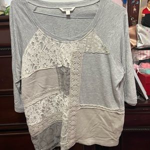 Gray crotchet detailed top